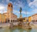Fountain of Fortune and Palazzo del Podesta, Fano, Pesaro, Italy.